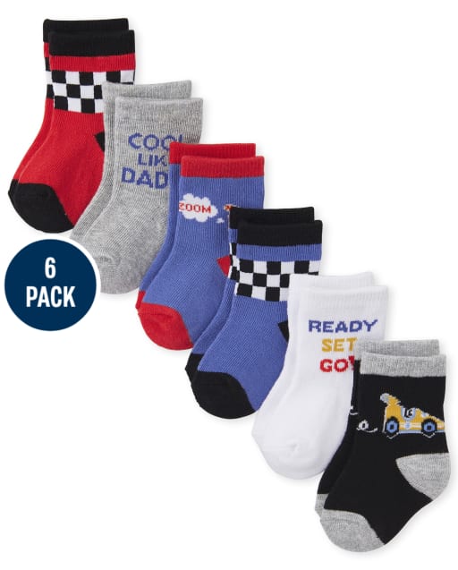 Baby Boys Race Car Midi Socks 6-Pack