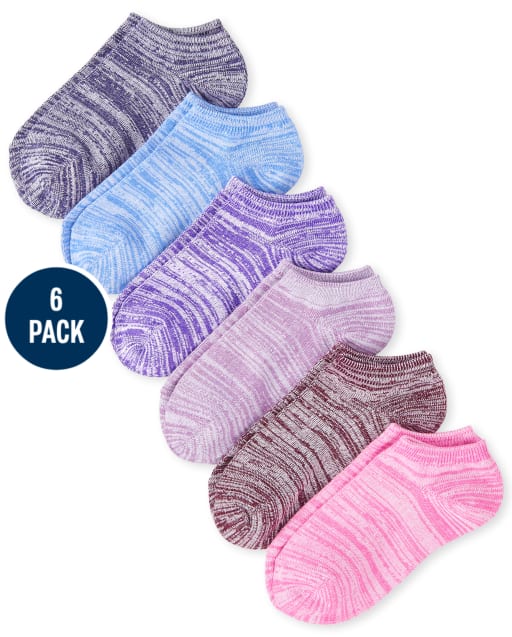 Calcetines tobilleros supersuaves jaspeados para niñas, paquete de 6