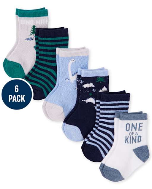 Baby Boys Dino Midi Socks 6-Pack