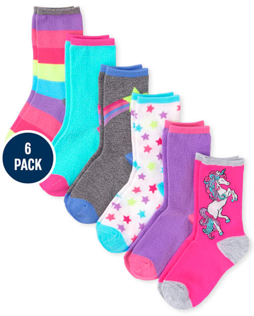 Calcetines de unicornio para niñas, paquete de 6