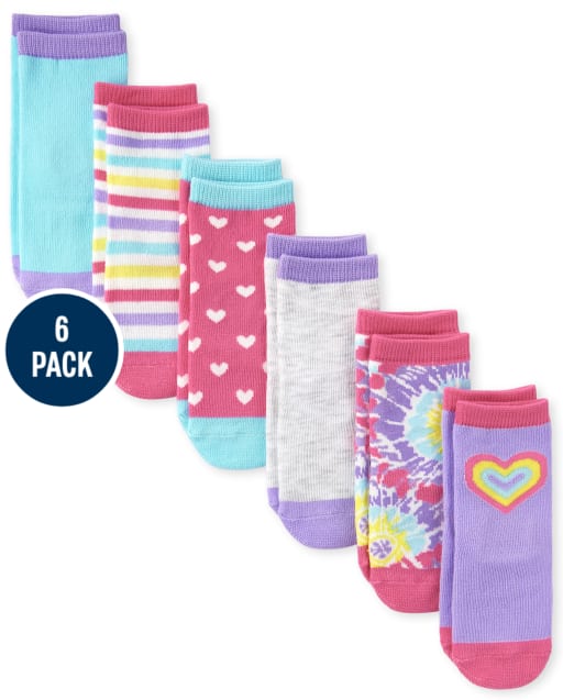 Calcetines midi con corazones para niñas pequeñas, paquete de 6