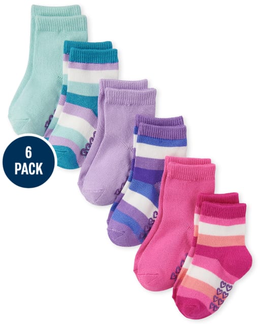 Calcetines midi a rayas para niñas pequeñas, paquete de 6