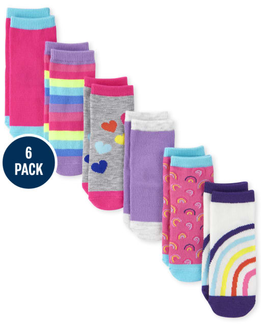 Toddler Girls Rainbow Midi Socks 6-Pack
