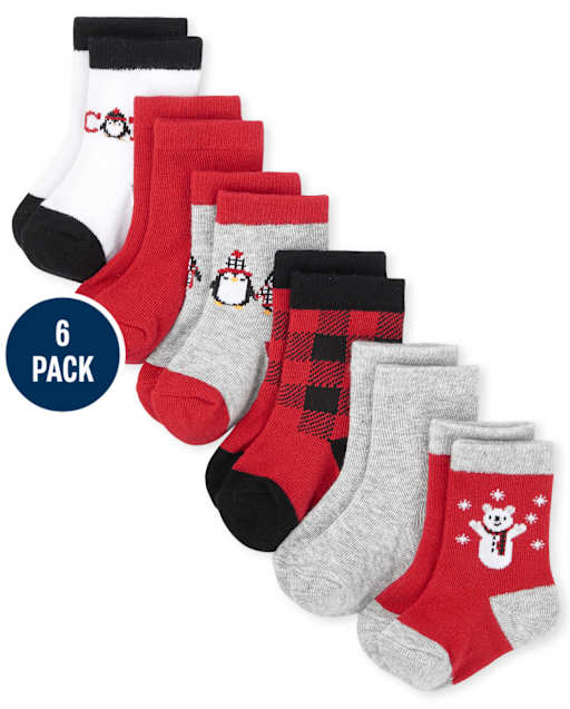 Baby Boys Buffalo Plaid Midi Socks 6-Pack