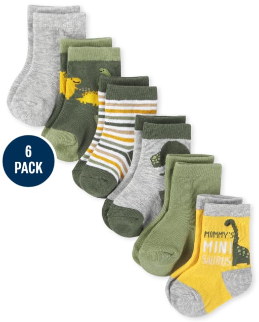 Baby Boys Dino Midi Socks 6-Pack