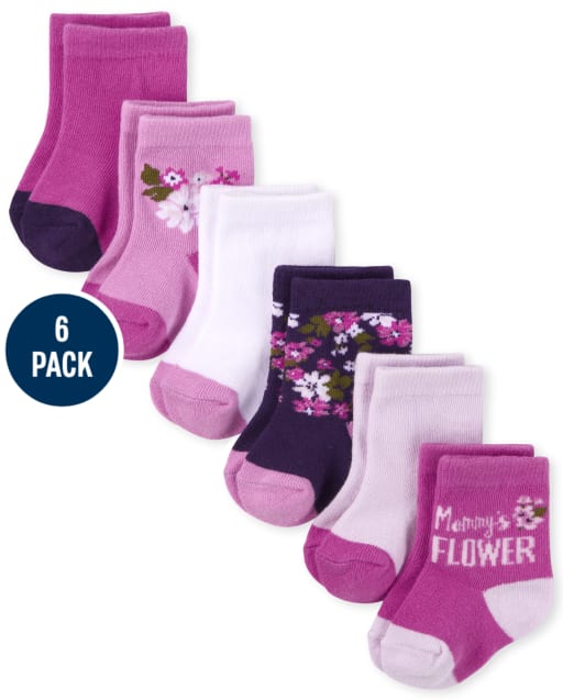 Baby Girls Floral Midi Socks 6-Pack