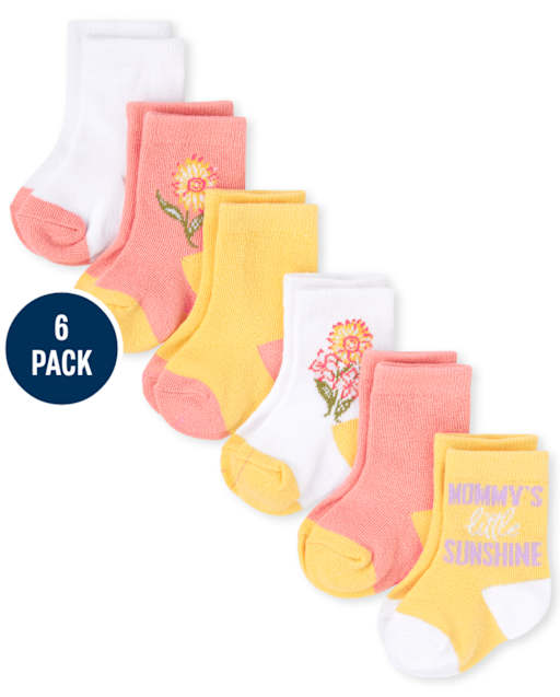 Baby Girls Floral Midi Socks 6-Pack