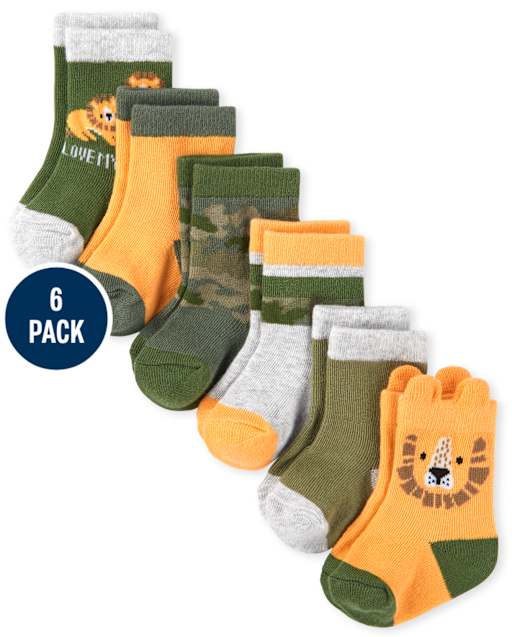Baby Boys Safari Midi Socks 6-Pack