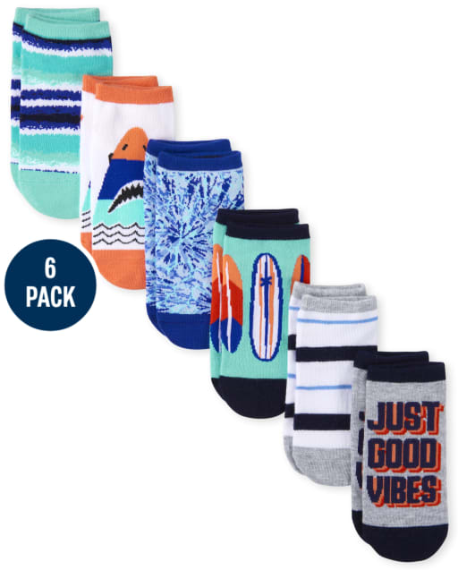 Boys Shark Ankle Socks 6-Pack