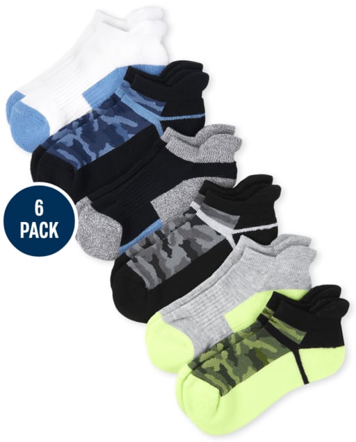 Boys Camo Cushioned Ankle Socks 6-Pack