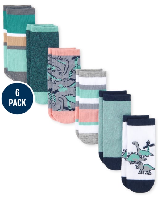 Toddler Boys Dino Midi Socks 6-Pack