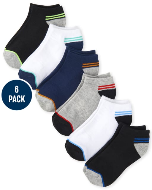 Boys Striped Cushioned Ankle Socks 6-Pack