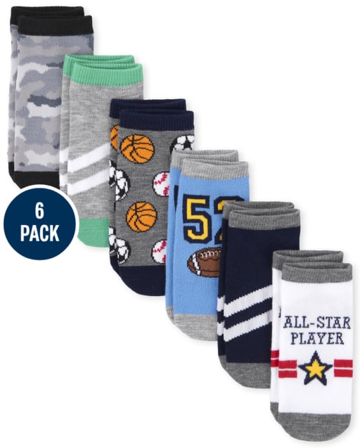 Toddler Boys Sport Ankle Socks 6-Pack
