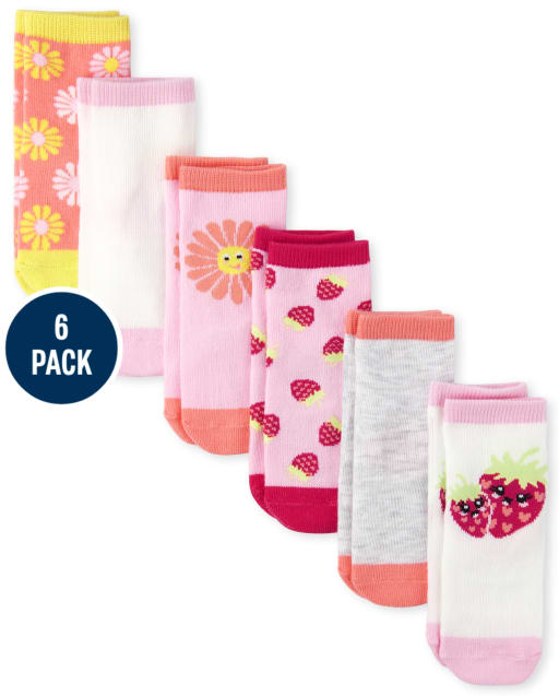 Lot de 6 chaussettes mi-longues à fruits pour toute-petite fille