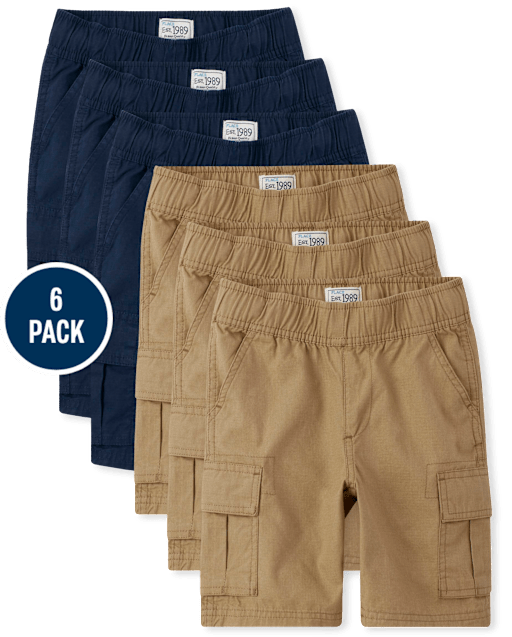 Boys Pull On Cargo Shorts 6-Pack