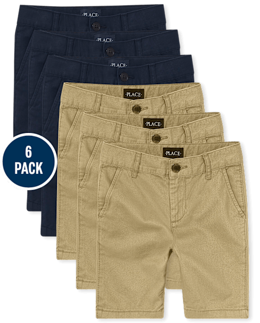 Boys Uniform Stretch Chino Shorts 6-Pack