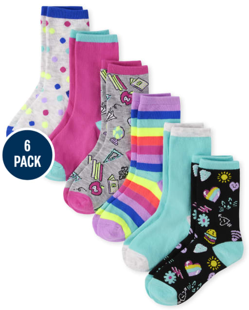Paquete de 6 calcetines Doodle para niñas