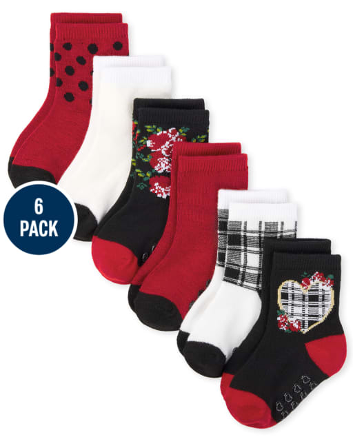 Toddler Girls Heart Midi Socks 6-Pack