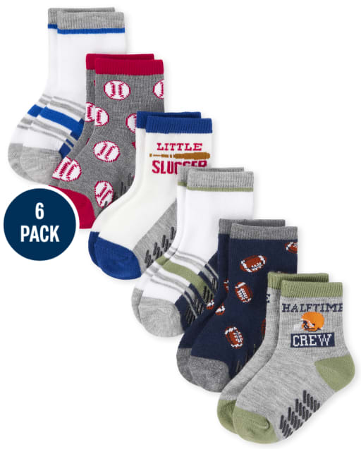 Lot de 6 paires de chaussettes de sport pour tout-petits garçons