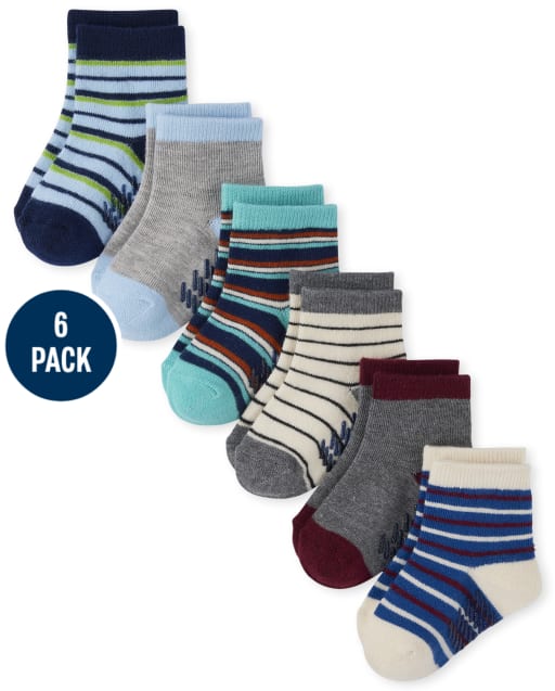 Lot de 6 chaussettes mi-longues rayées pour tout-petit garçon