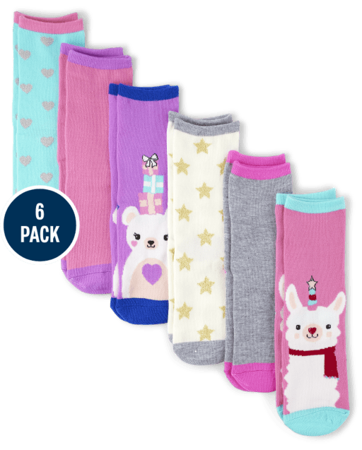 Paquete de 6 calcetines con diseño de animales para niñas