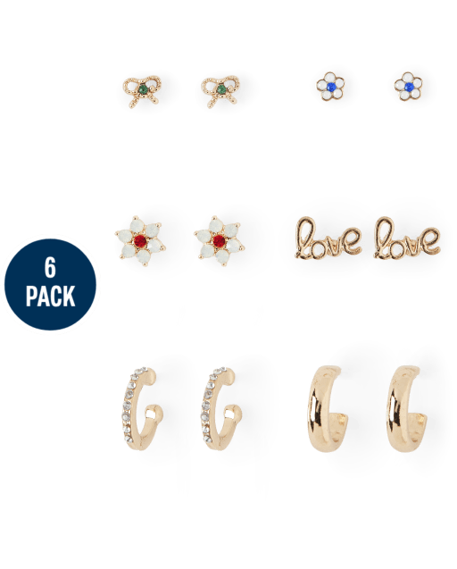 Girls Jeweled Earrings 6-Pack