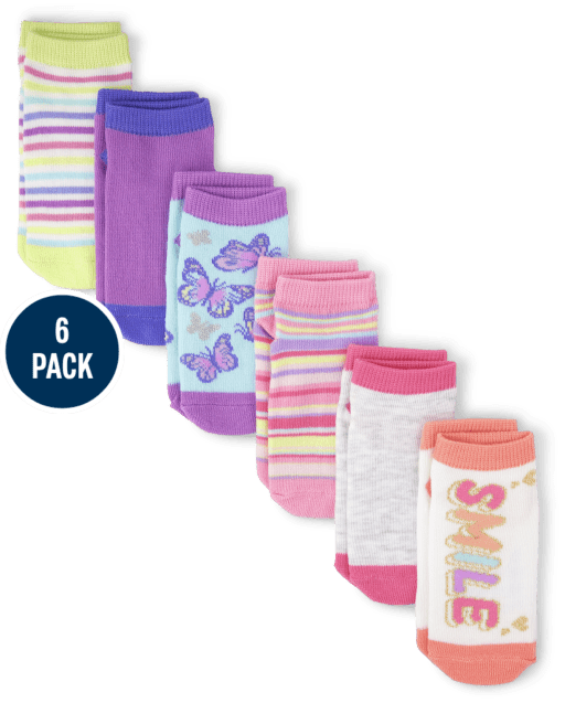 Baby And Toddler Girls Smile Ankle Socks 6-Pack