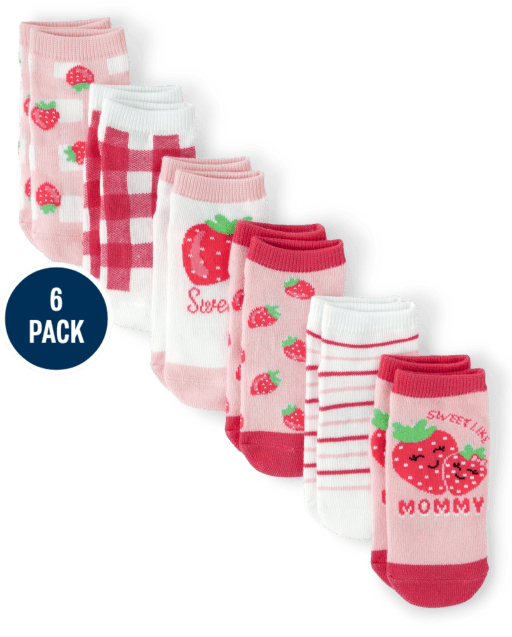 Baby And Toddler Girls Strawberry Ankle Socks 6-Pack