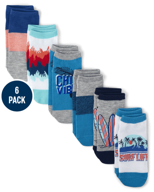 Calcetines tobilleros de surfista para niño, paquete de 6