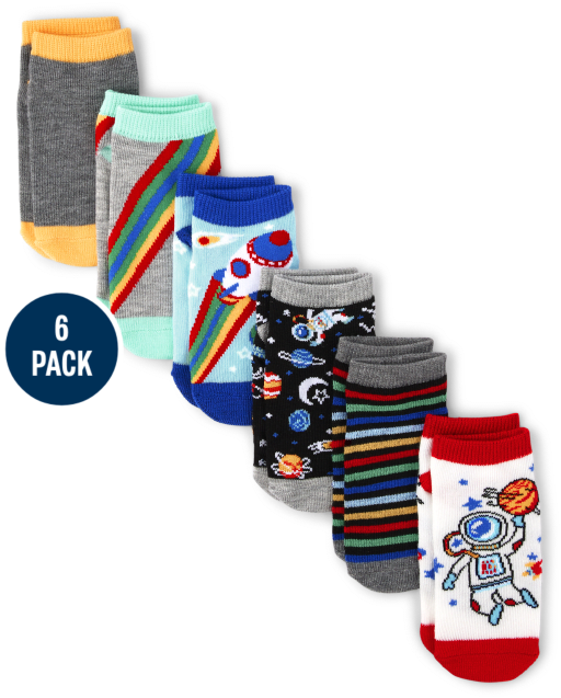 Toddler Boys Space Ankle Socks 6-Pack