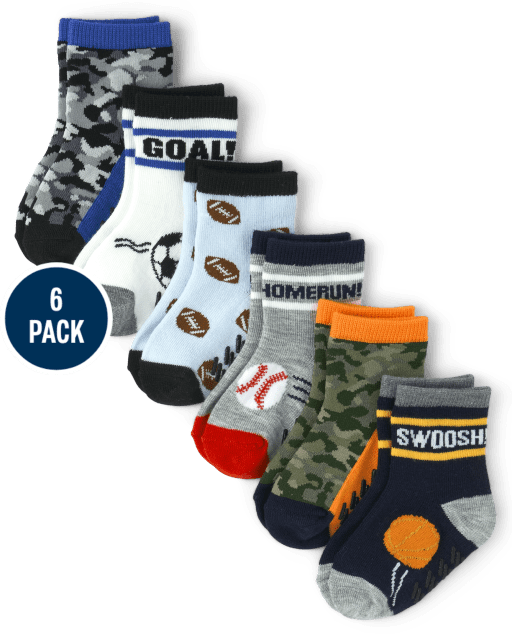 Toddler Boys Sports Midi Sock 6-Pack