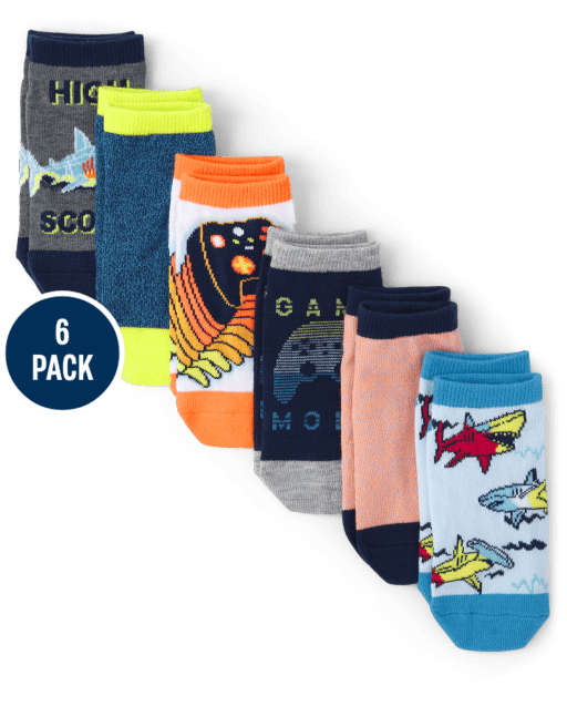 Boys Gamer Ankle Socks 6-Pack
