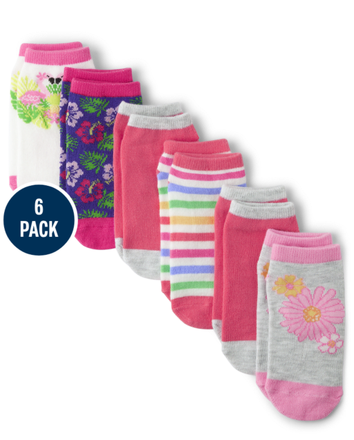 Baby And Toddler Girls Tropical Ankle Socks 6-Pack