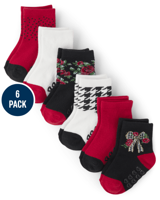 Baby And Toddler Girls Rose Midi Socks 6-Pack