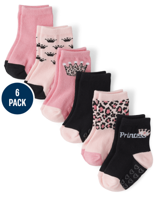 Baby Girls Leopard Midi Socks 6-Pack