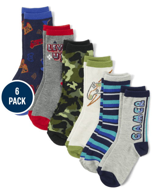 Boys Gamer Crew Socks 6-Pack