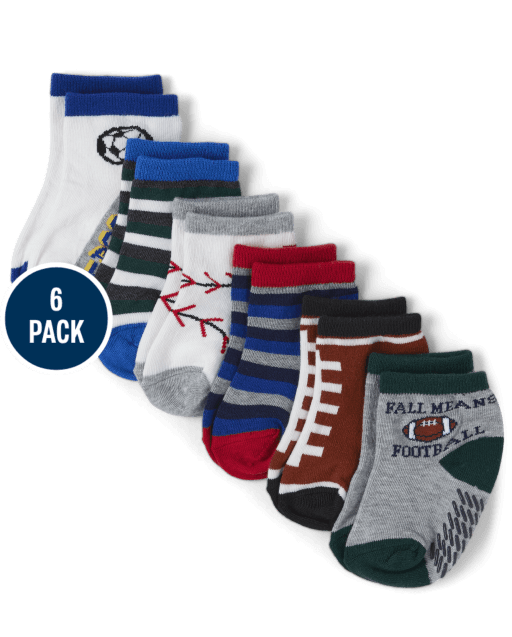 Baby And Toddler Boys Sports Midi Socks 6-Pack