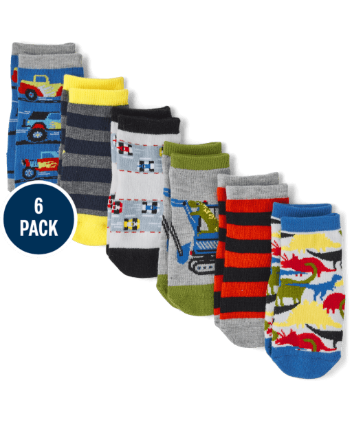 Baby And Toddler Boys Dino Midi Socks 6-Pack