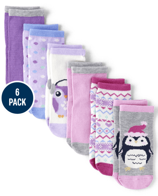 Toddler Girls Penguin Midi Socks 6-Pack