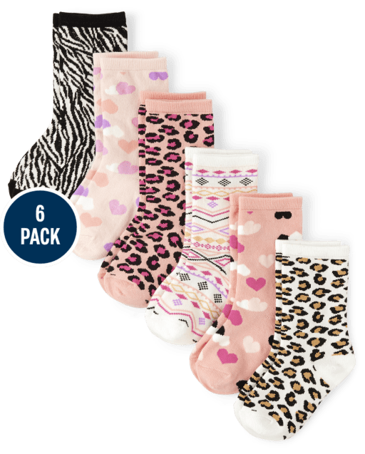 Lot de 6 paires de chaussettes léopard pour fille