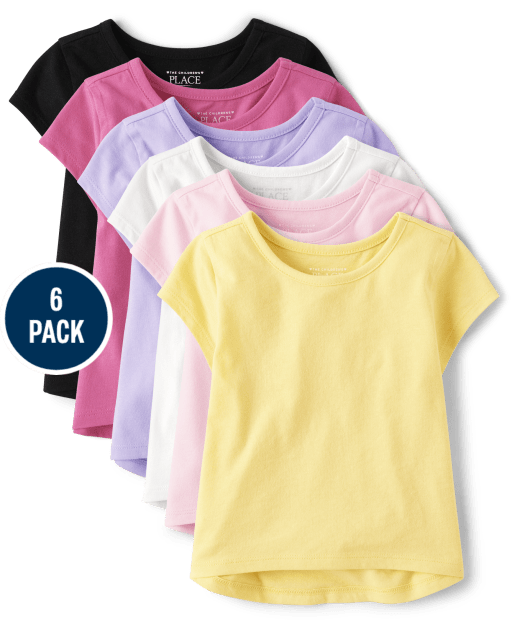 Toddler Girls High Low Tee Shirt 6-Pack