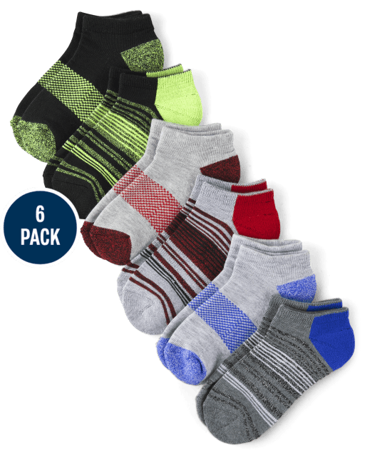 Boys Colorblock Cushioned Ankle Socks 6-Pack