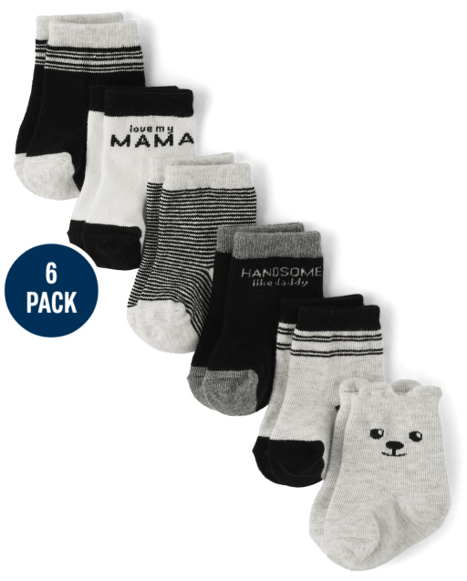 Baby And Toddler Boys Bear Midi Socks 6-Pack