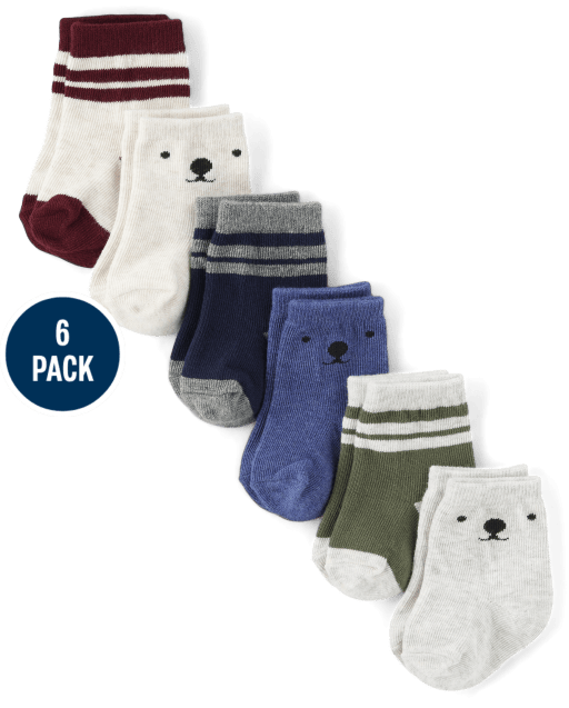 Baby Boys Bear Midi Socks 6-Pack