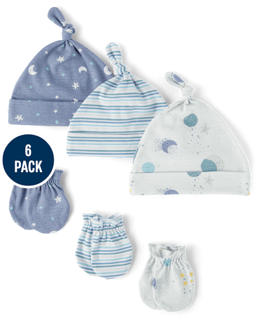 Baby Boys Moon Hat And Mittens 6-Piece Set