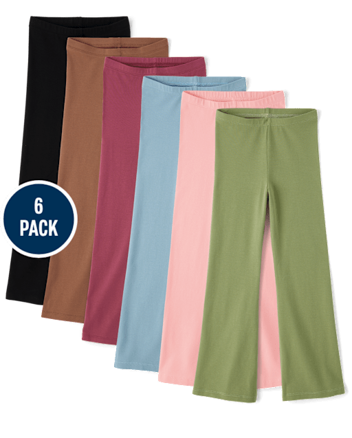 Leggings acampanados para niña, paquete de 6