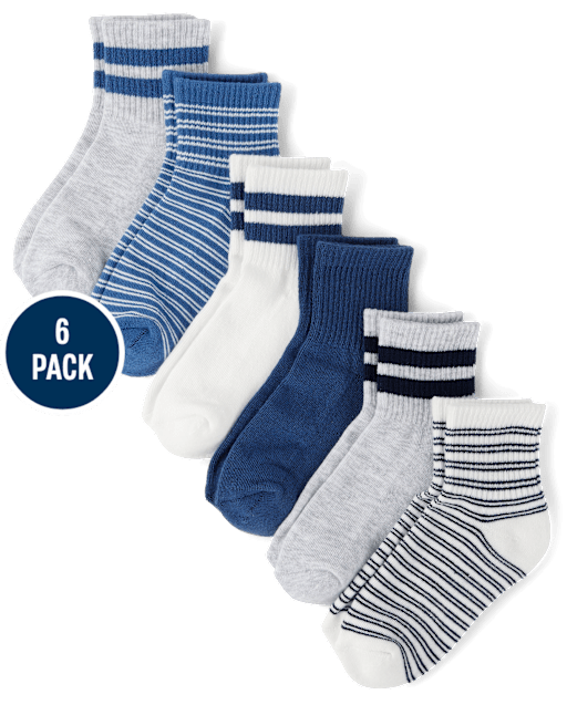 Lot de 6 paires de chaussettes mi-longues rembourrées à rayures pour garçons