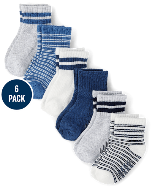 Baby And Toddler Boys Striped Cushioned Midi Socks 6-Pack