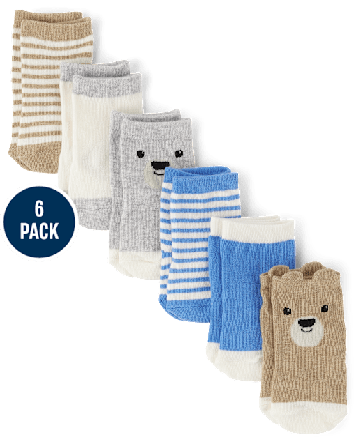 Baby Boys Bear Midi Socks 6-Pack