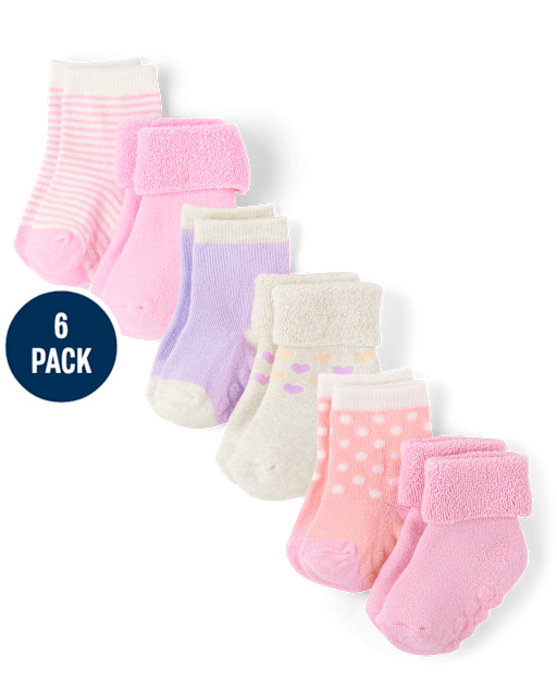 Baby Girls Heart Turn Cuff Midi Socks 6-Pack